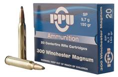 PPU PP3001 Standard Rifle  300 Win Mag 150 gr Soft Point 20 Per Box/ 10 Cs